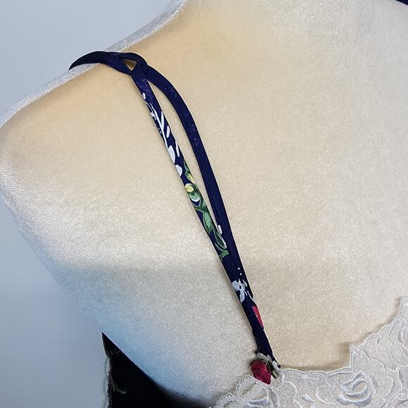 Vintage Inner Most Floral Satin Pajama Set Size XL Blue Lace Trim Chemise Shorts - Picture 6 of 16